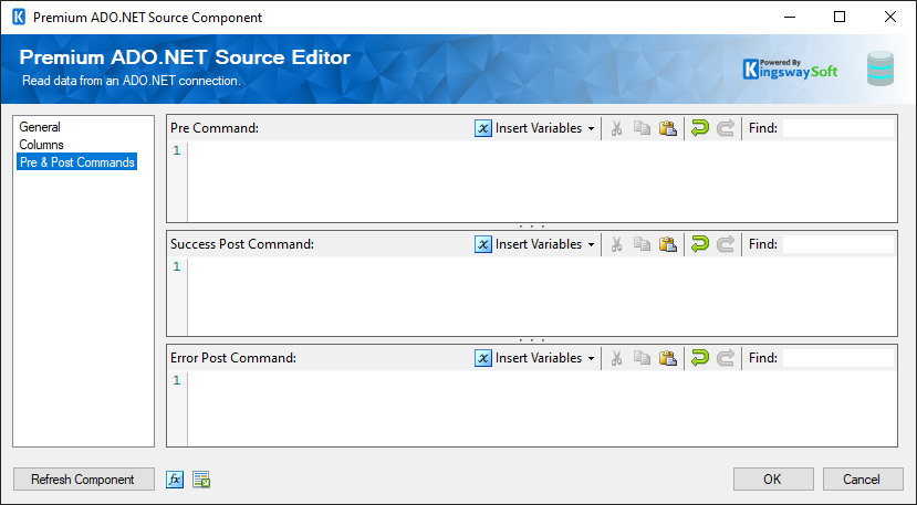 Premium ADO.NET Source - Pre & Post commands